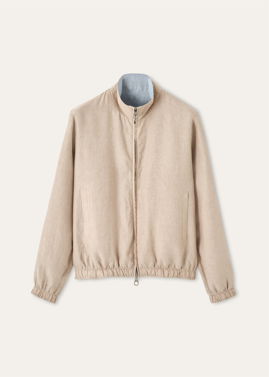 Linen Bomber Jacket Blue Shell/Grain Beige